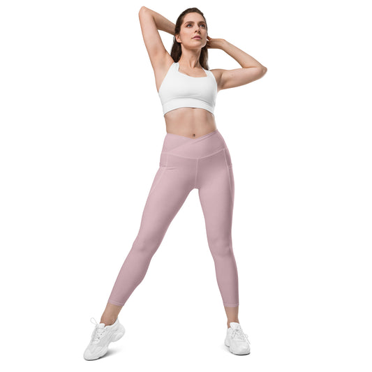 V-Bund-Leggings mit Taschen in Rosé