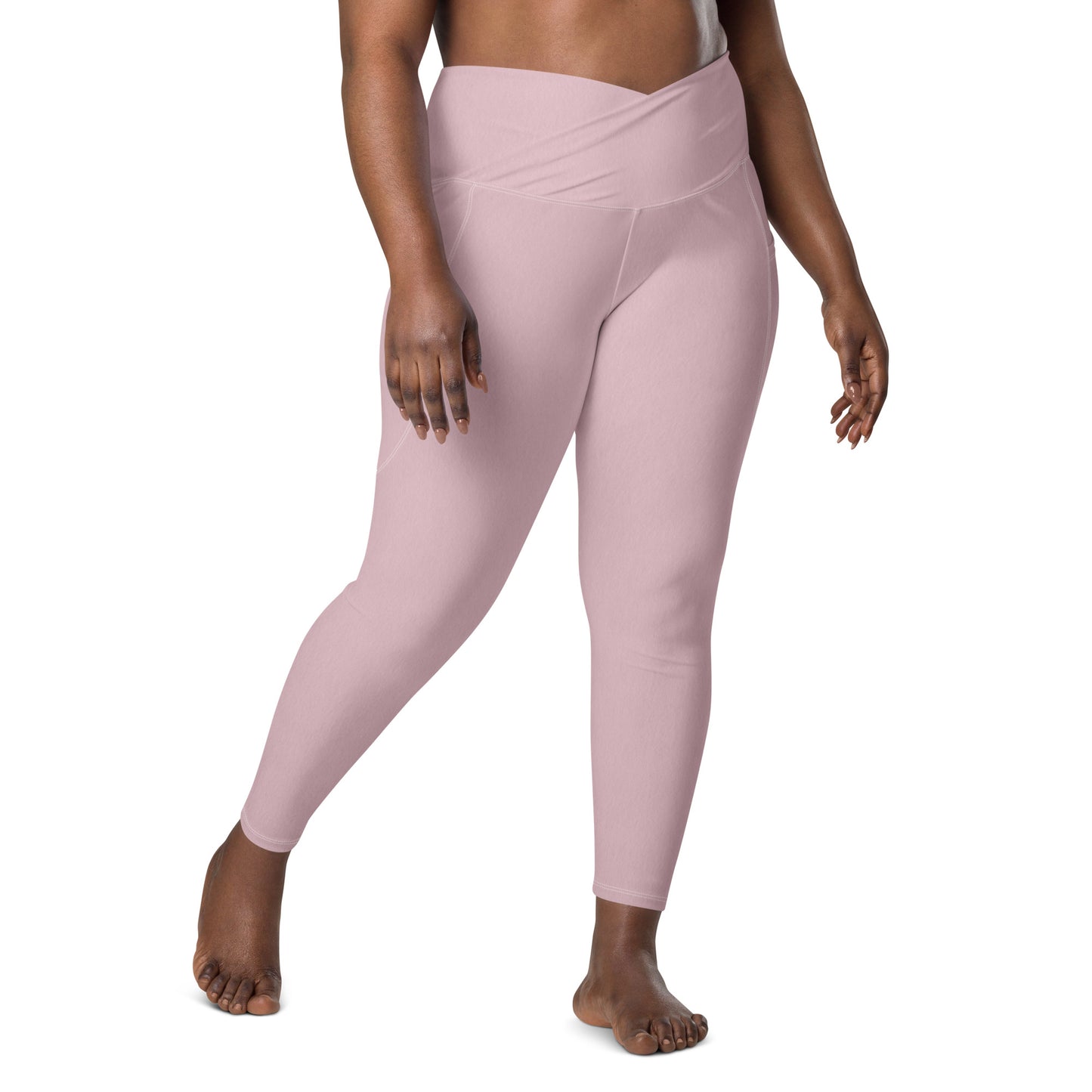 V-Bund-Leggings mit Taschen in Rosé