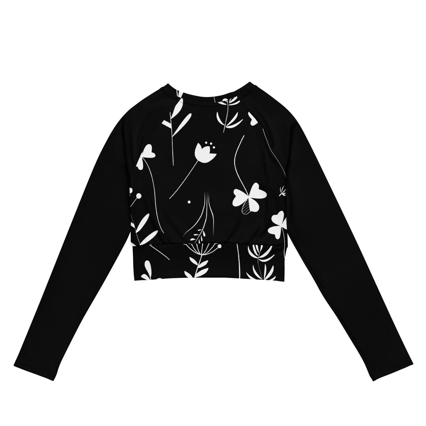 Recyceltes Langarm Crop Top mit Blumen Design