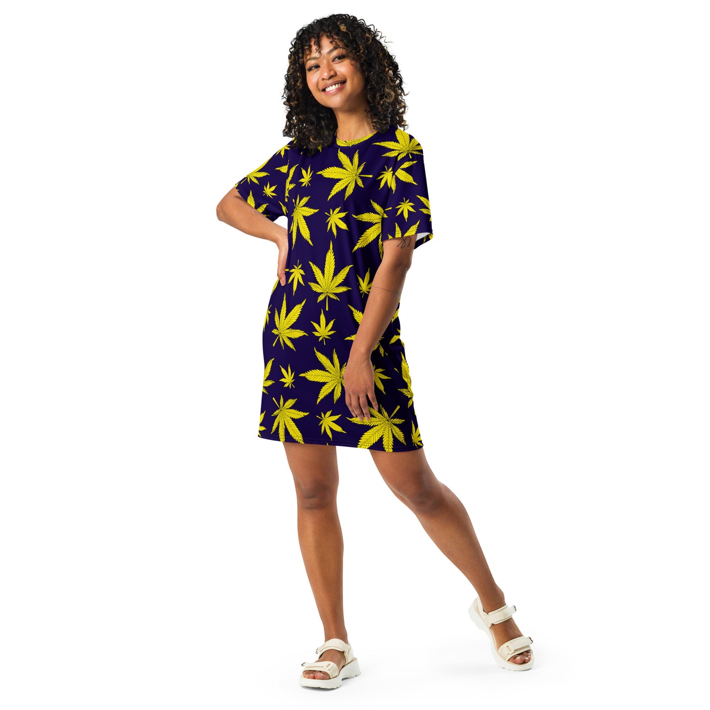 T-Shirt-Kleid Palmenblätter