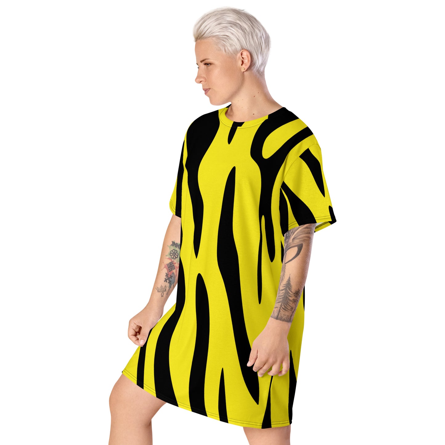 T-Shirt-Kleid - Gelb Schwarz