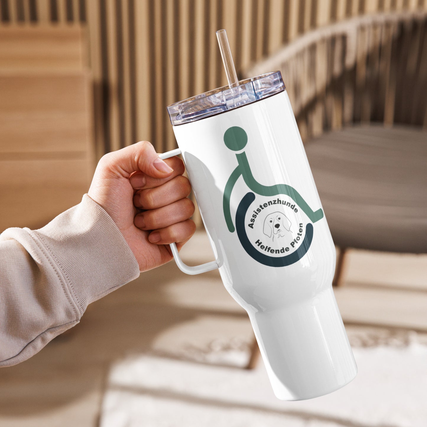 Reisebecher mit Griff - Logo