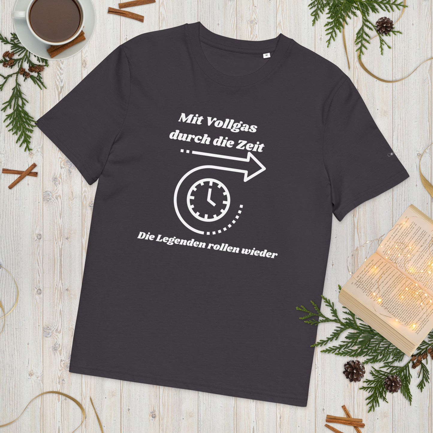 Unisex-Bio-Baumwoll-T-Shirt - Mit Vollgas durch die Zeit
