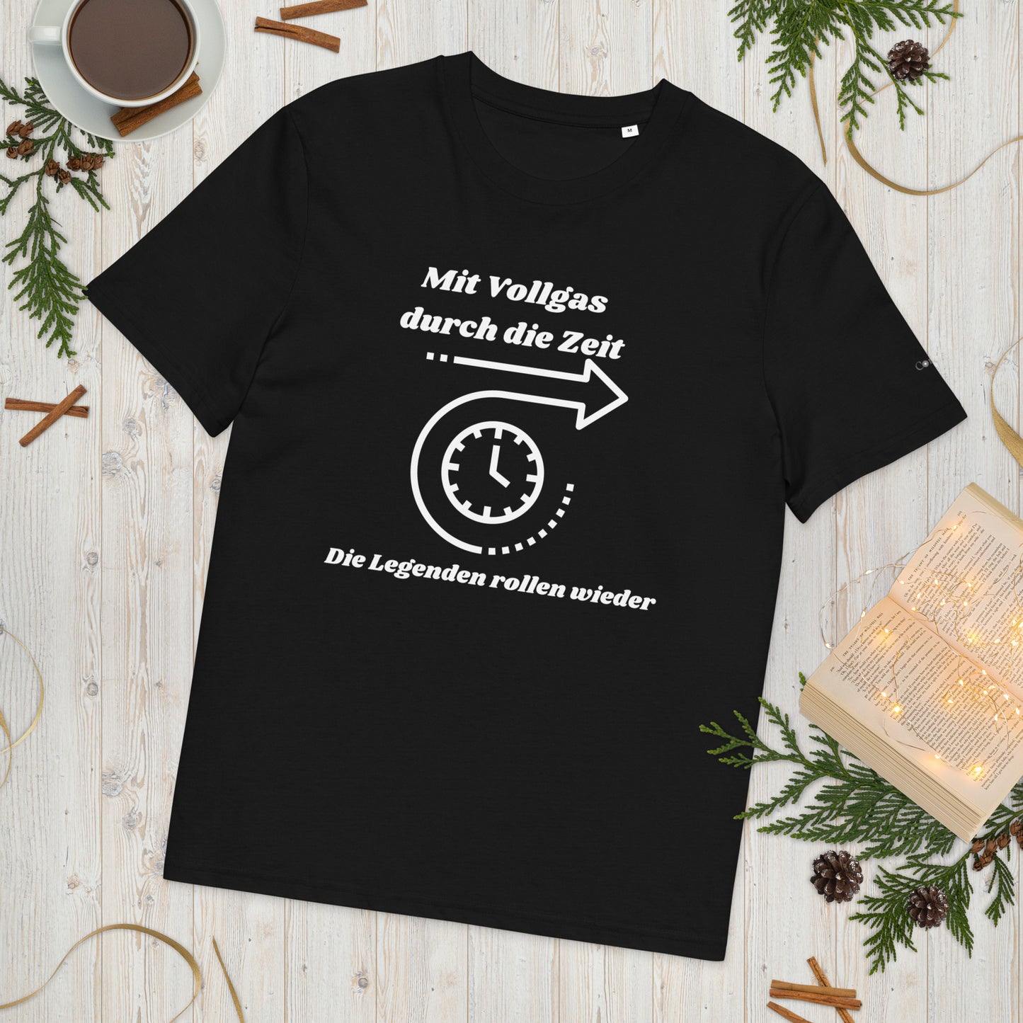 Unisex-Bio-Baumwoll-T-Shirt - Mit Vollgas durch die Zeit