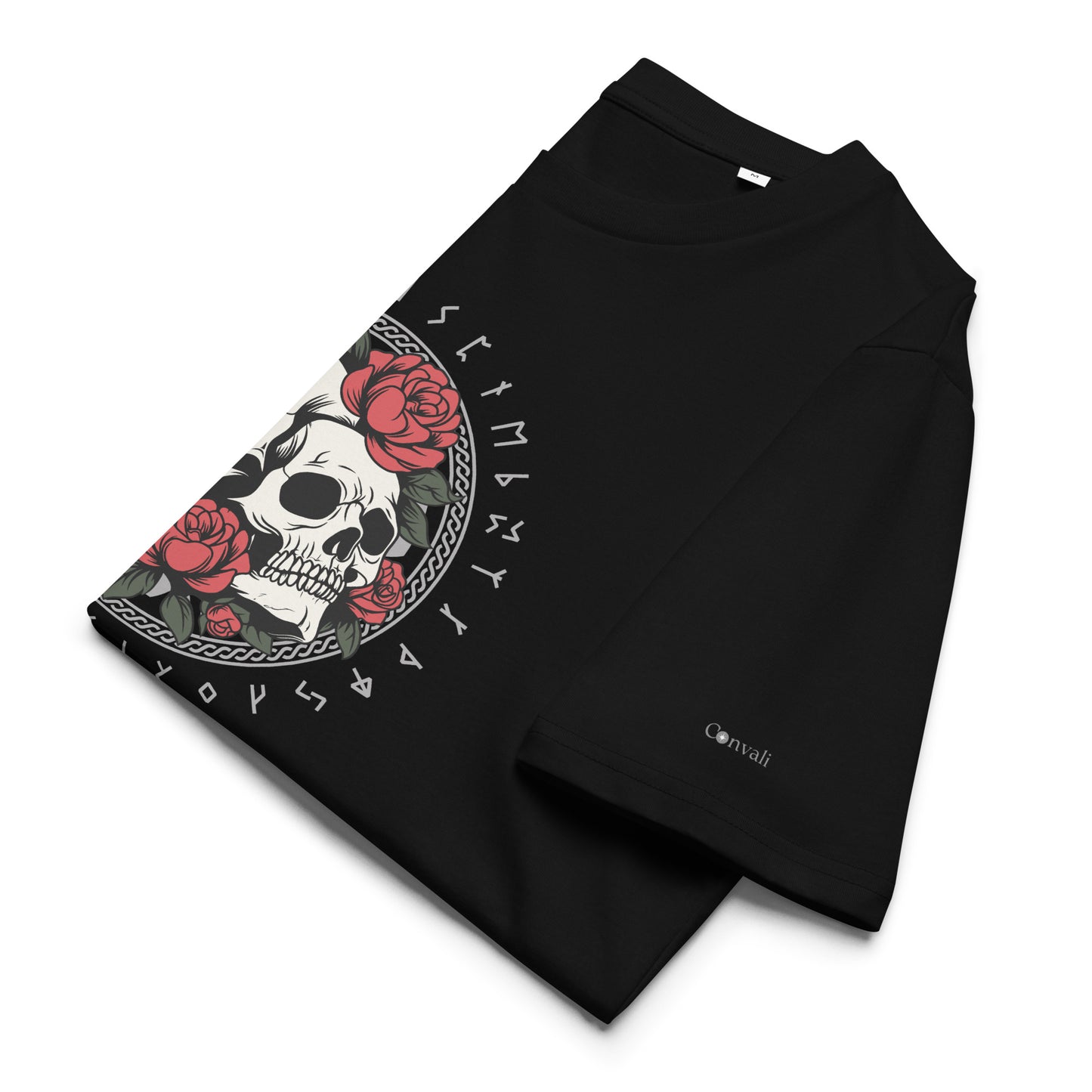 Unisex Bio T-Shirt mit Totenkopf & Rosen – Skulls & Roses Design – Nachhaltig & Vegan