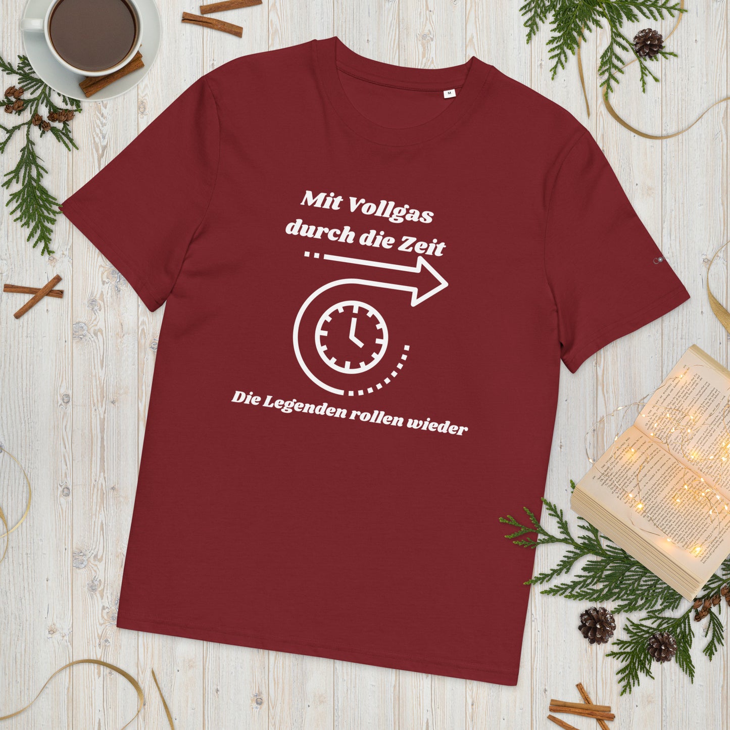 Unisex-Bio-Baumwoll-T-Shirt - Mit Vollgas durch die Zeit