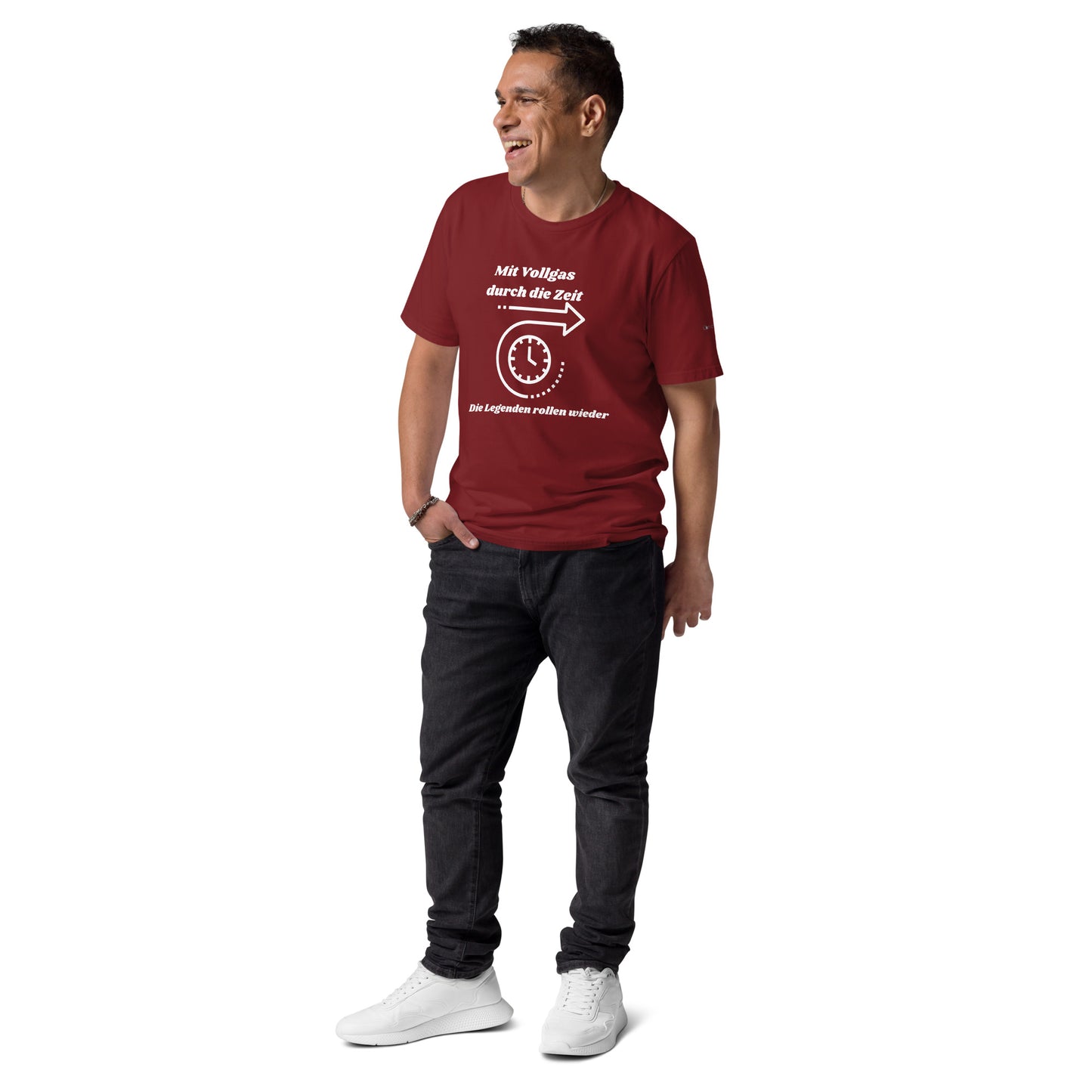 Unisex-Bio-Baumwoll-T-Shirt - Mit Vollgas durch die Zeit