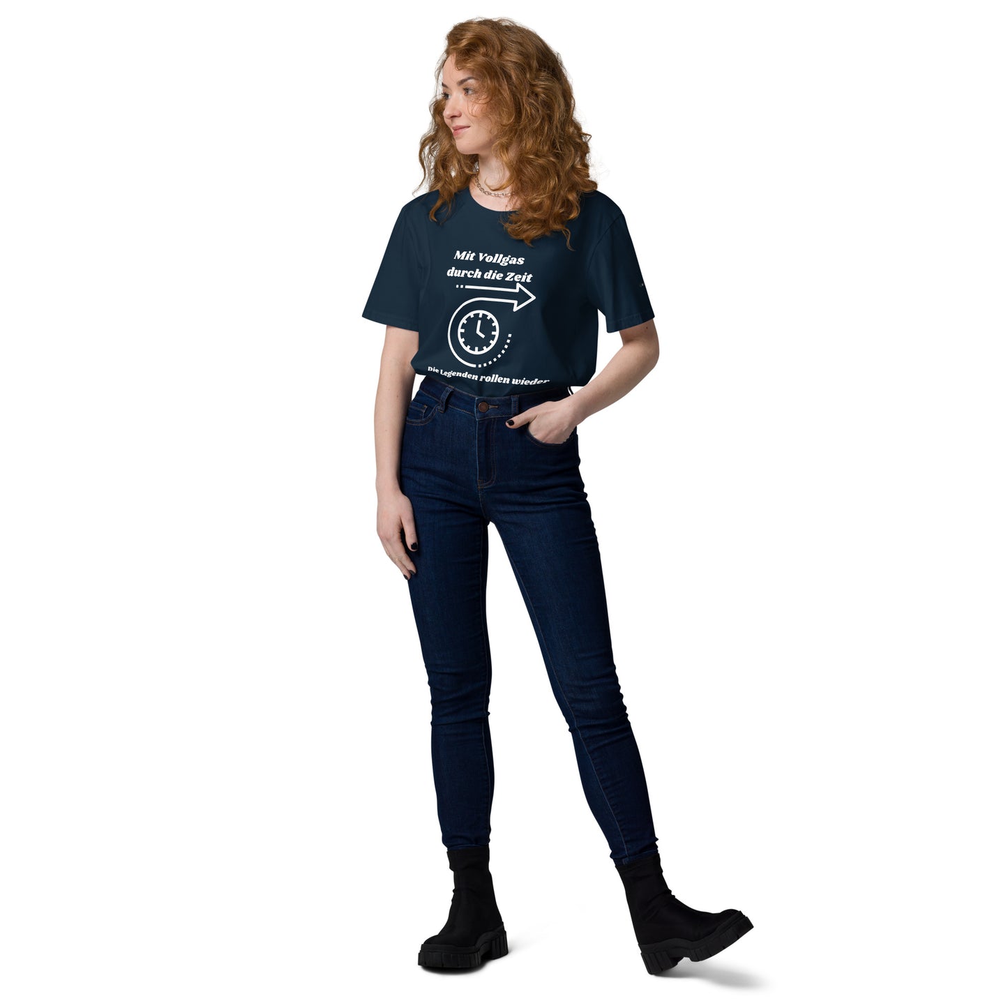 Unisex-Bio-Baumwoll-T-Shirt - Mit Vollgas durch die Zeit
