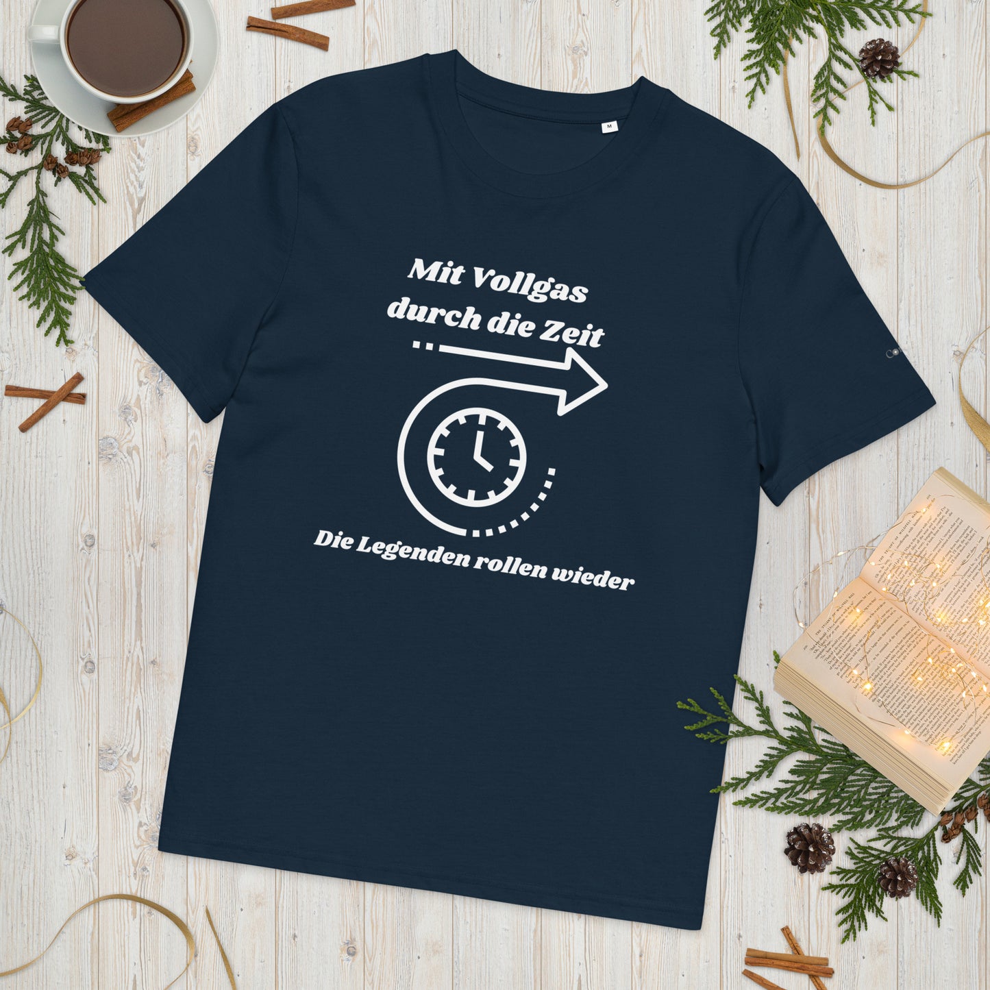 Unisex-Bio-Baumwoll-T-Shirt - Mit Vollgas durch die Zeit