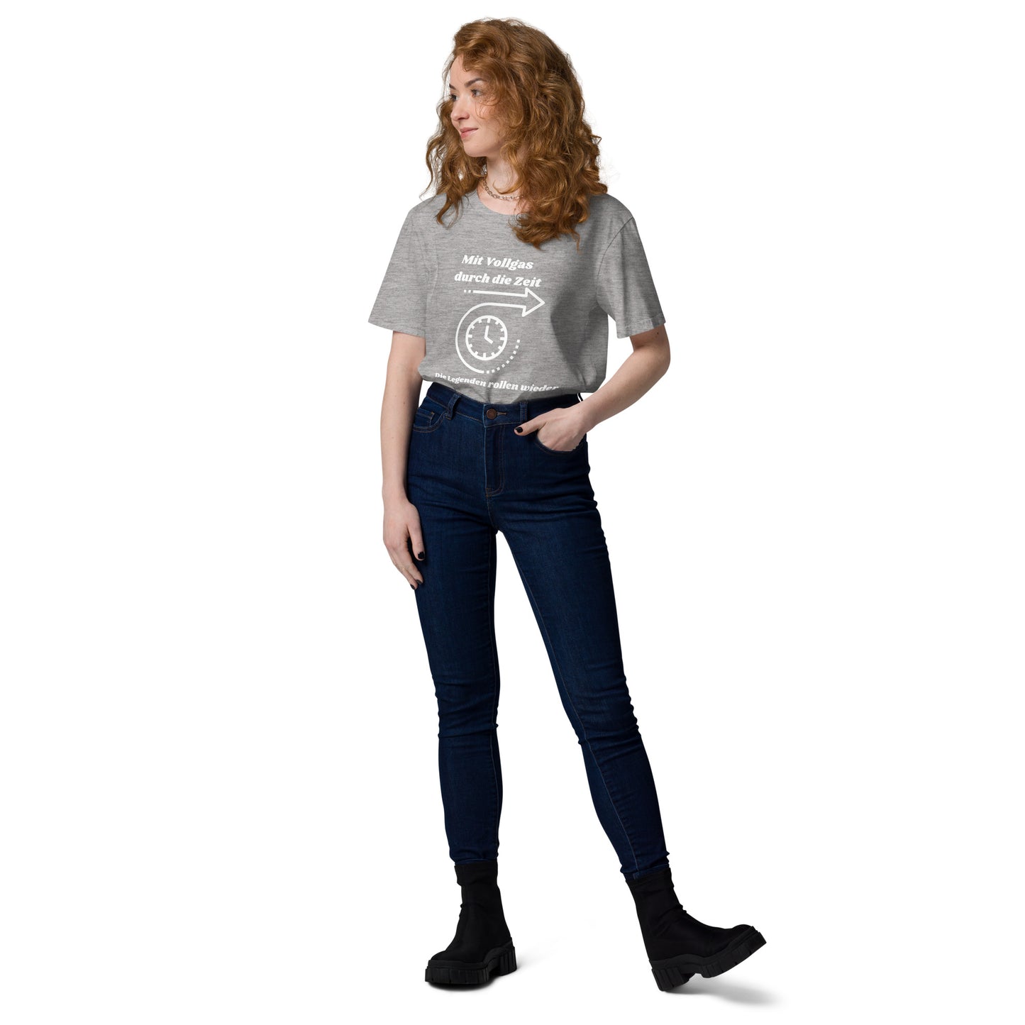 Unisex-Bio-Baumwoll-T-Shirt - Mit Vollgas durch die Zeit