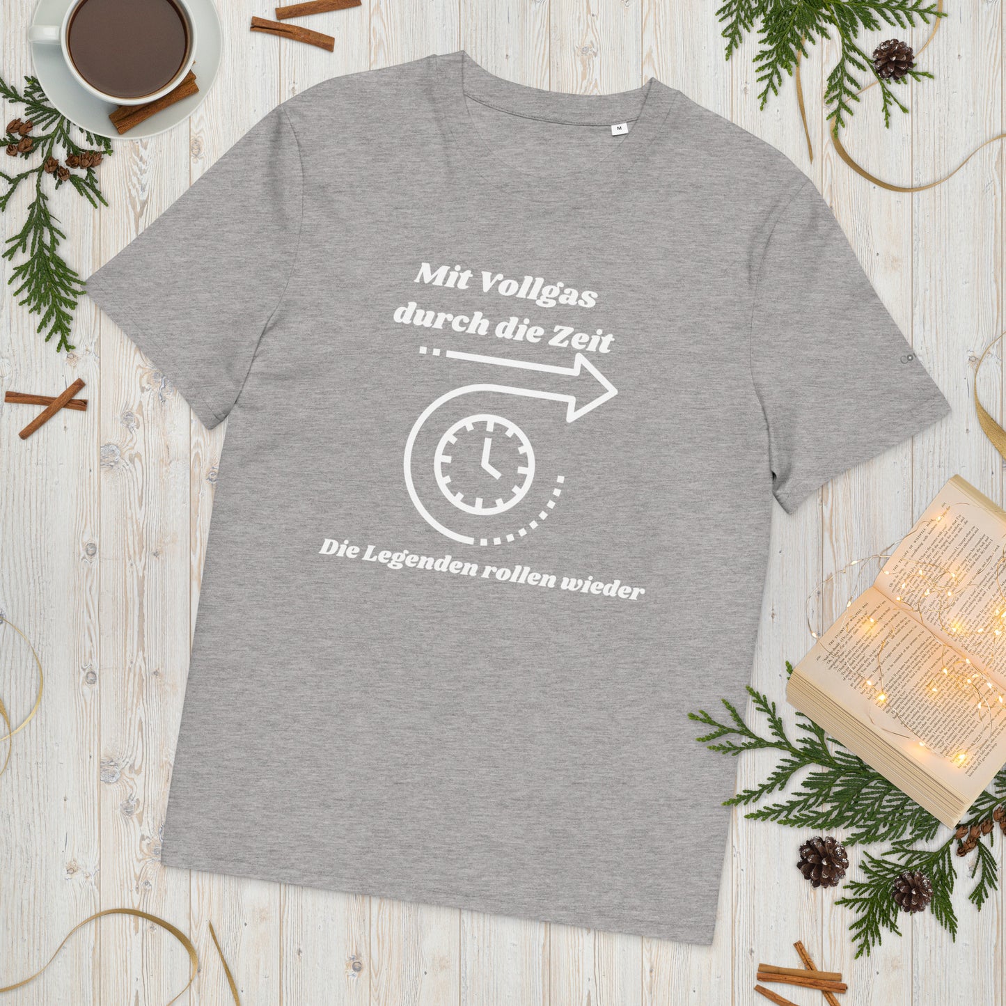 Unisex-Bio-Baumwoll-T-Shirt - Mit Vollgas durch die Zeit