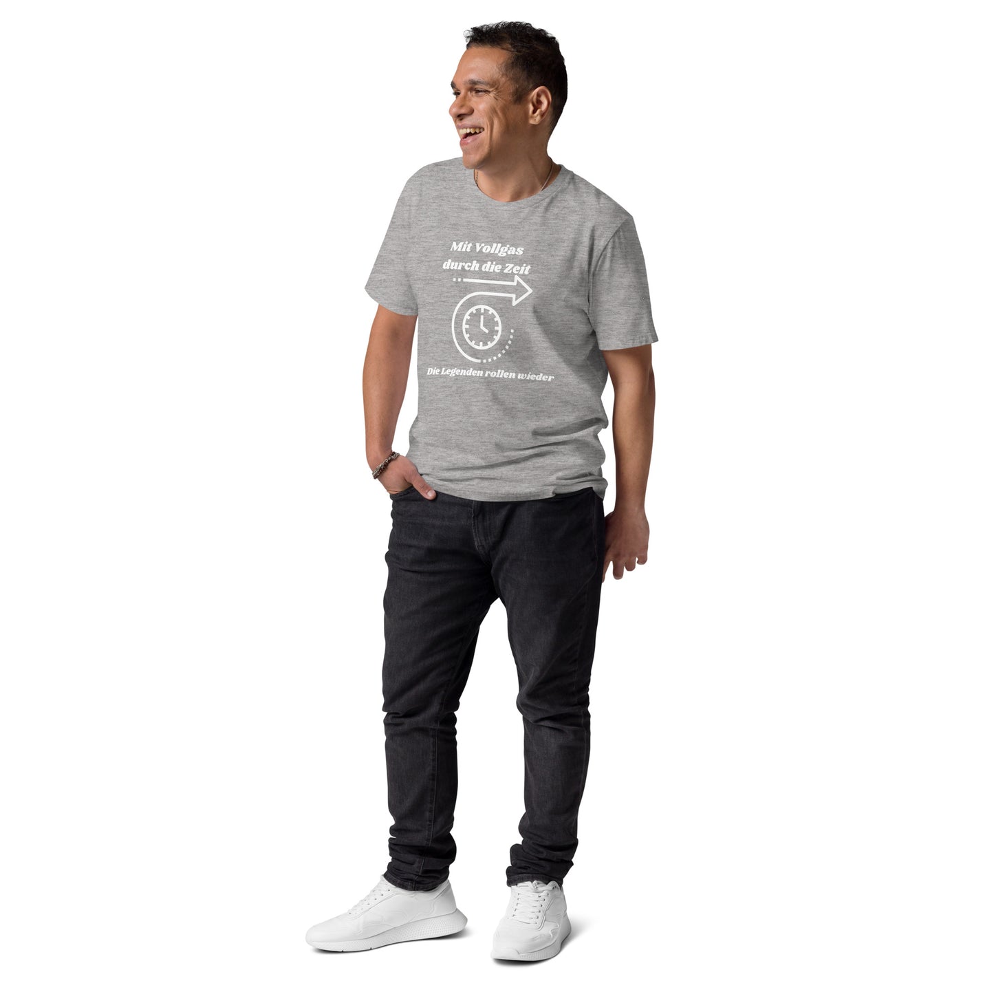 Unisex-Bio-Baumwoll-T-Shirt - Mit Vollgas durch die Zeit