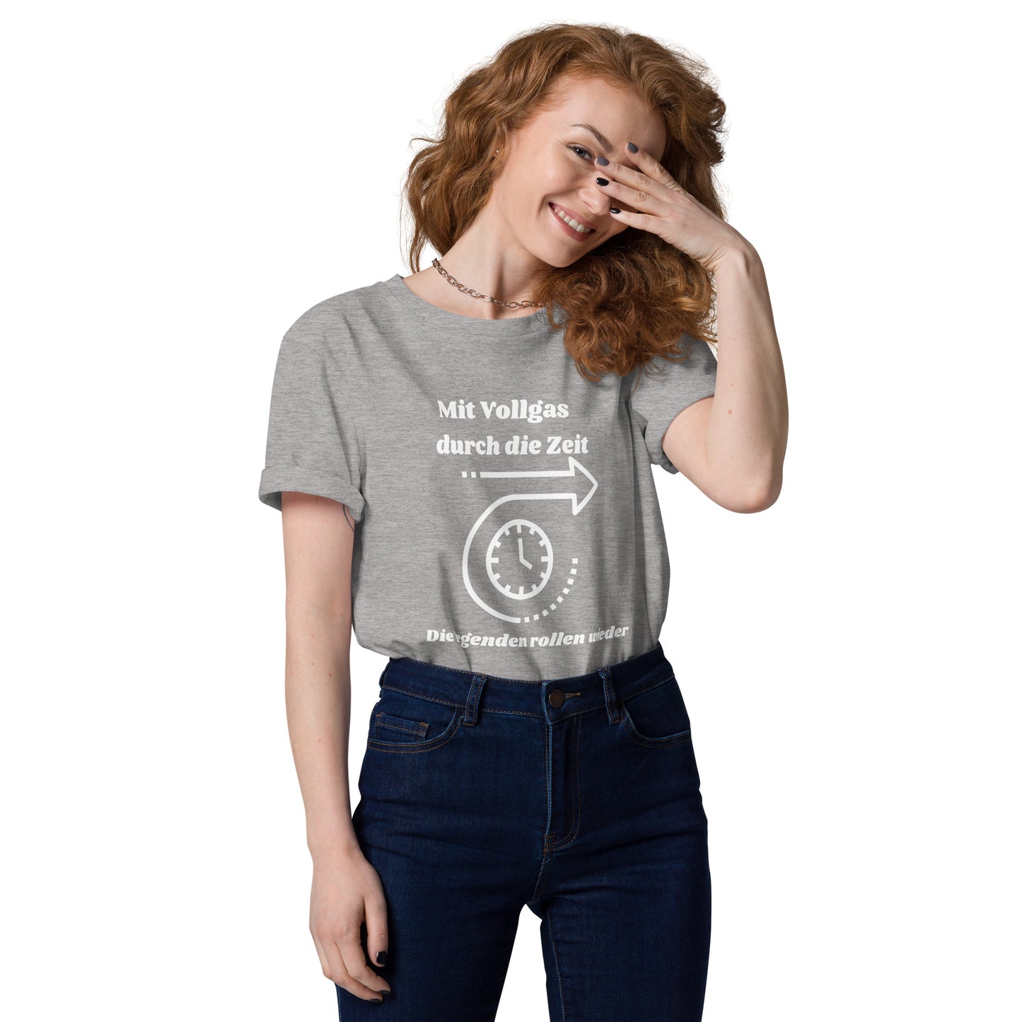 Unisex-Bio-Baumwoll-T-Shirt - Mit Vollgas durch die Zeit