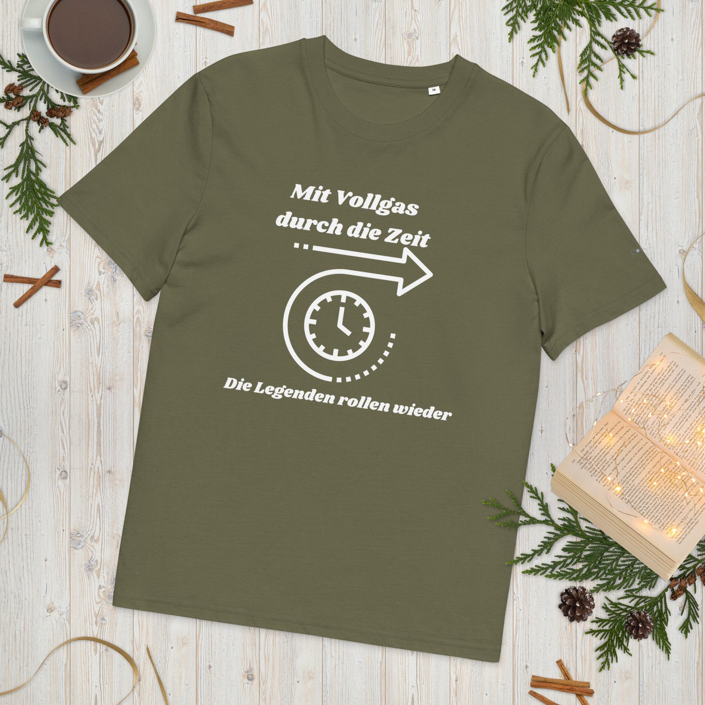 Unisex-Bio-Baumwoll-T-Shirt - Mit Vollgas durch die Zeit