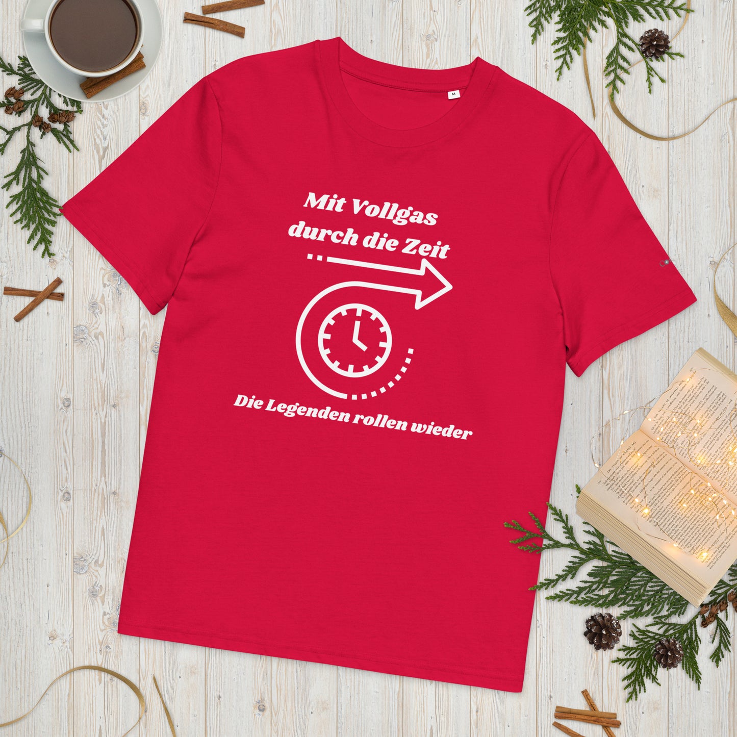 Unisex-Bio-Baumwoll-T-Shirt - Mit Vollgas durch die Zeit