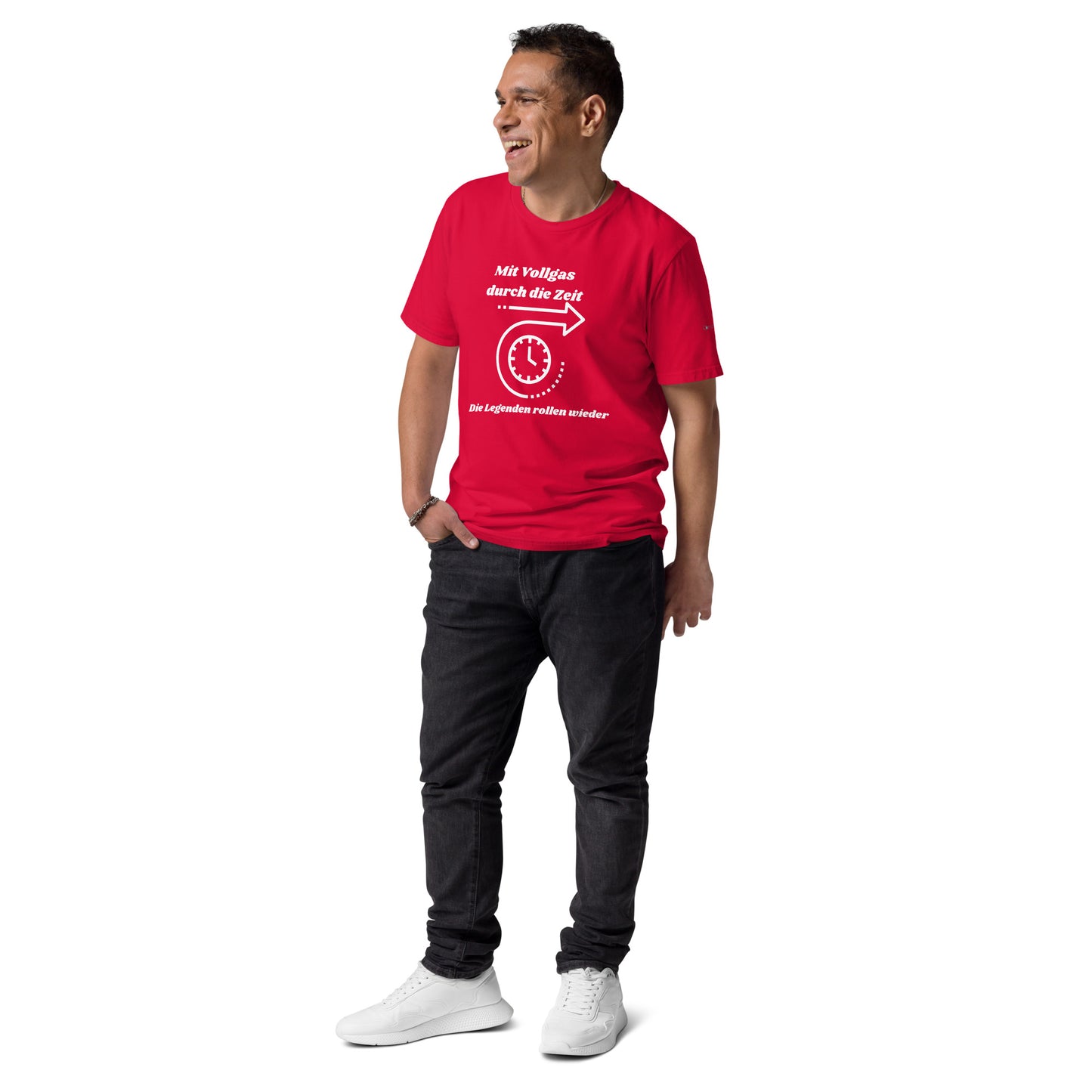 Unisex-Bio-Baumwoll-T-Shirt - Mit Vollgas durch die Zeit