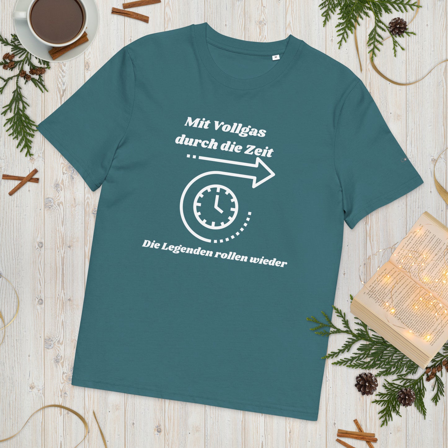Unisex-Bio-Baumwoll-T-Shirt - Mit Vollgas durch die Zeit