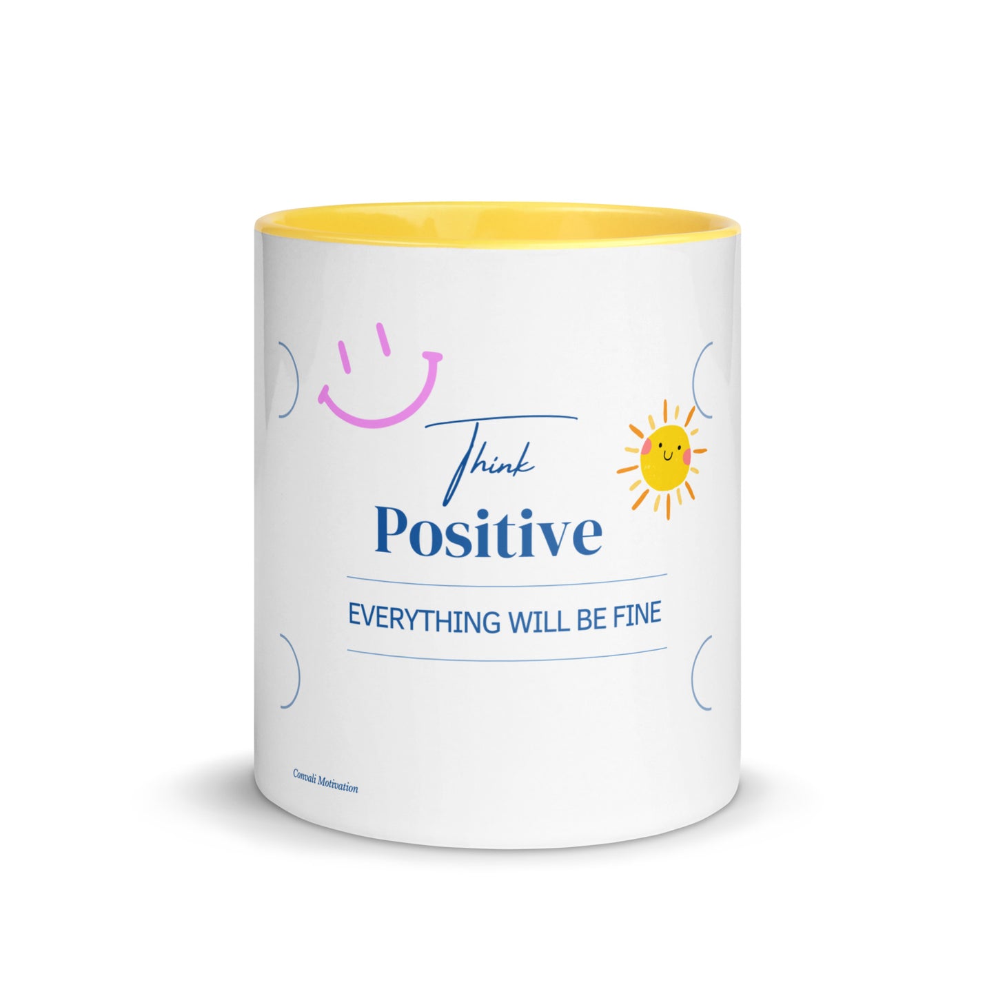 Think Positive Tasse – Zweifarbige Motivations-Tasse in Gelb oder Blau
