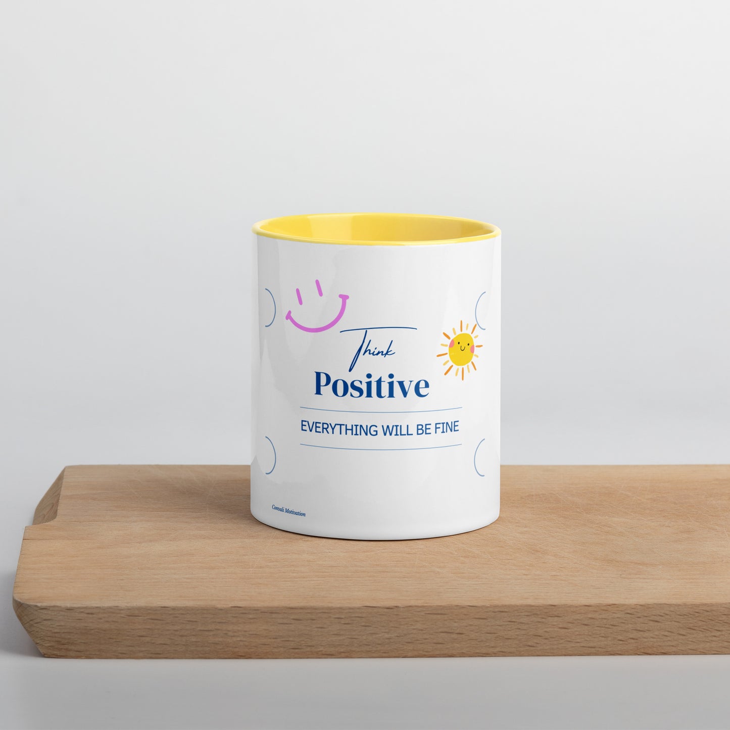 Think Positive Tasse – Zweifarbige Motivations-Tasse in Gelb oder Blau